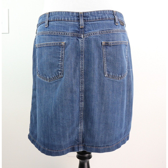 Boden Size 14 Pleated Front Jean Skirt Medium Wash Blue Denim - Picture 3 of 8